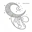 A unique design featuring a stylized moon with intricate patterns and the quote 'God is greater than your highs and lows' subtly incorporated into the artwork tattoo design idea