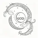 A unique design featuring a stylized moon with intricate patterns and the quote 'God is greater than your highs and lows' subtly incorporated into the artwork tattoo design idea