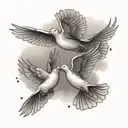 a tattoo with 3 doves representing my grandfather and my 2 grandmothers, with clouds behind tattoo design idea