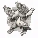 a tattoo with 3 doves representing my grandfather and my 2 grandmothers, with clouds behind tattoo design idea