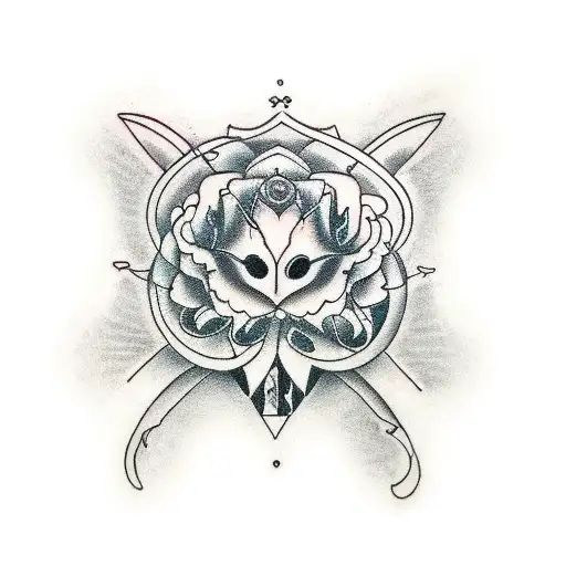 A blackwork tattoo of a mirror reflecting self-love and confidence tattoo design idea