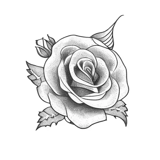 A delicate blackwork tattoo of a mini bouquet of flowers, symbolizing amor proprio tattoo design idea