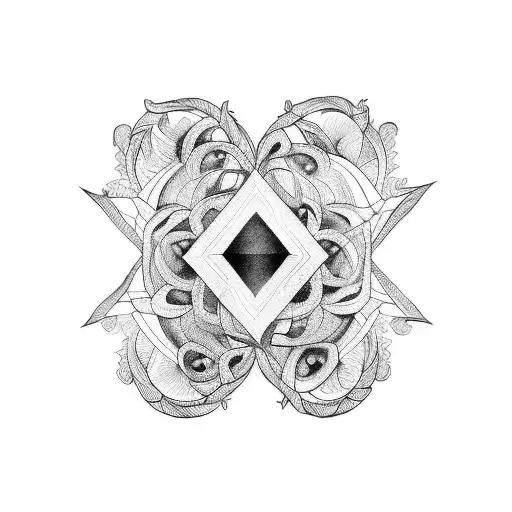 A blackwork tattoo of a mirror reflecting self-love and confidence tattoo design idea