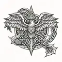 slavic theme shield axes eagle wings tattoo design idea