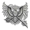 slavic theme shield axes eagle wings tattoo design idea