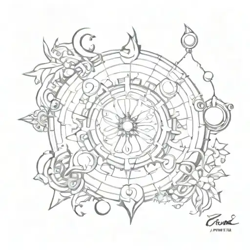 Design fusing the zodiac of Gemini, Scorpio, and Aries. tattoo design idea