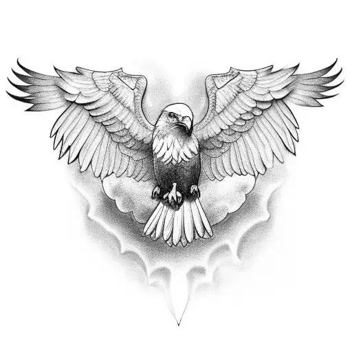 A black and grey tattoo featuring an eagle as a symbol of motivation tattoo design idea