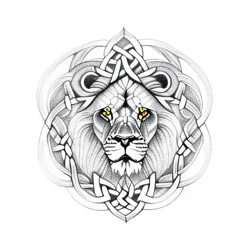 lion with Celtic knot tattoo design idea