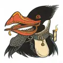 a loon smoking cigarette being consumed tattoo design idea