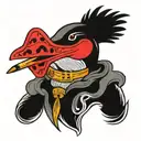 a loon smoking cigarette being consumed tattoo design idea