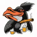 a loon smoking cigarette being consumed tattoo design idea