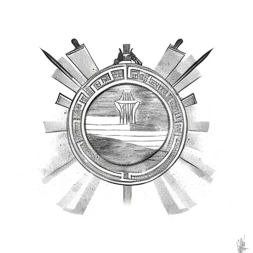 Greek flag and  Albanian flag combined  tattoo design idea