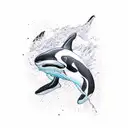 orca whale made of waves tattoo design idea