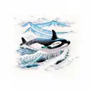 orca whale made of waves tattoo design idea