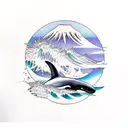 orca whale made of waves tattoo design idea