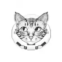 A pixelated cat wearing a police uniform and holding a controller tattoo design idea