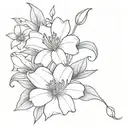flower bouquet with Lilly, sweet pea, daisy, and aster  tattoo design idea