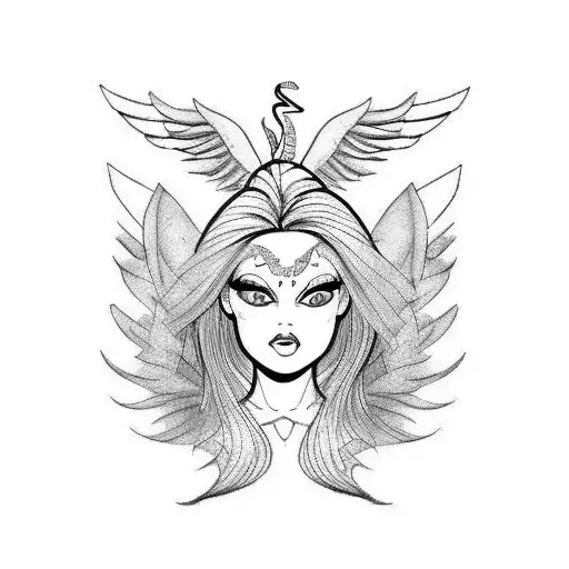 fierce angel mermaid Phoenix barbie tattoo design idea