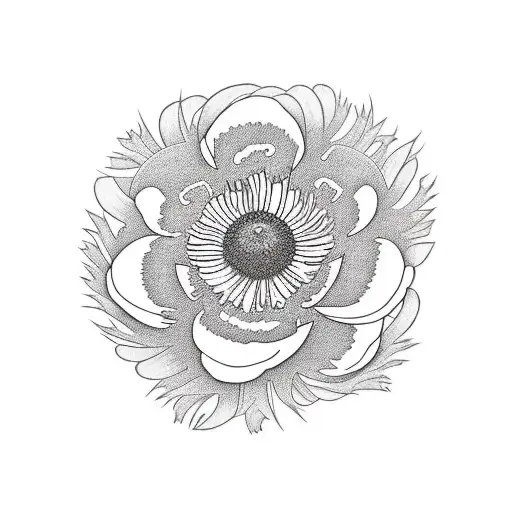 white anemone with eucalyptus and thistle tattoo design idea