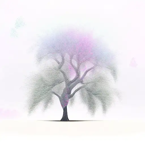 willow tree with heart tattoo design idea