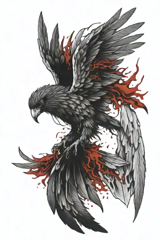 black wings with broken bones and blood tattoo design idea