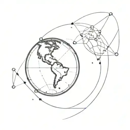 modern globe with points of compass around it tattoo design idea
