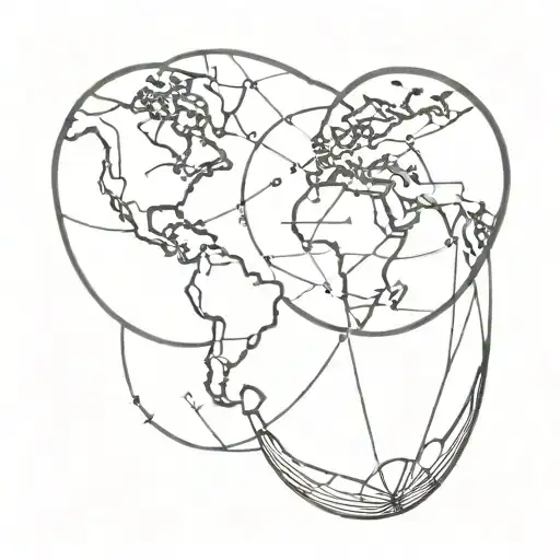 globe puzzle tattoo with compass around it tattoo design idea