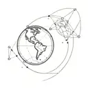 modern globe with points of compass around it tattoo design idea