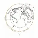 modern globe with points of compass around it tattoo design idea