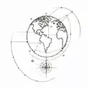 modern globe with points of compass around it tattoo design idea