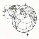 globe puzzle tattoo with compass around it tattoo design idea