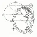 globe puzzle tattoo with compass around it tattoo design idea