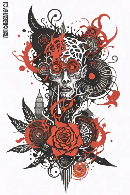 B&W tattoo in the style of detailed graphics on the theme of the higher gods of Howard Phillips Lovecraft, on the forearm tattoo design idea