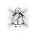 A gothic-inspired music note with a hidden occult symbol tattoo design idea