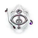 A gothic-inspired music note with a hidden occult symbol tattoo design idea