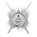 A gothic-inspired music note with a hidden occult symbol tattoo design idea