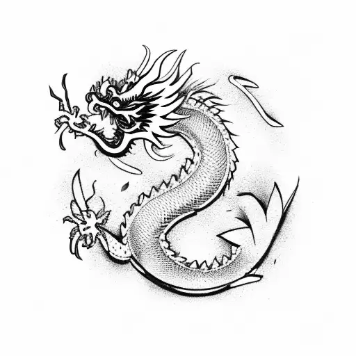 chinese dragon fighting a rooster tattoo design idea