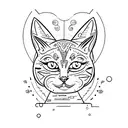 Generates the image of a cat drawn in a stylized and simplified way. The cat is sitting with its back straight and its t tattoo design idea