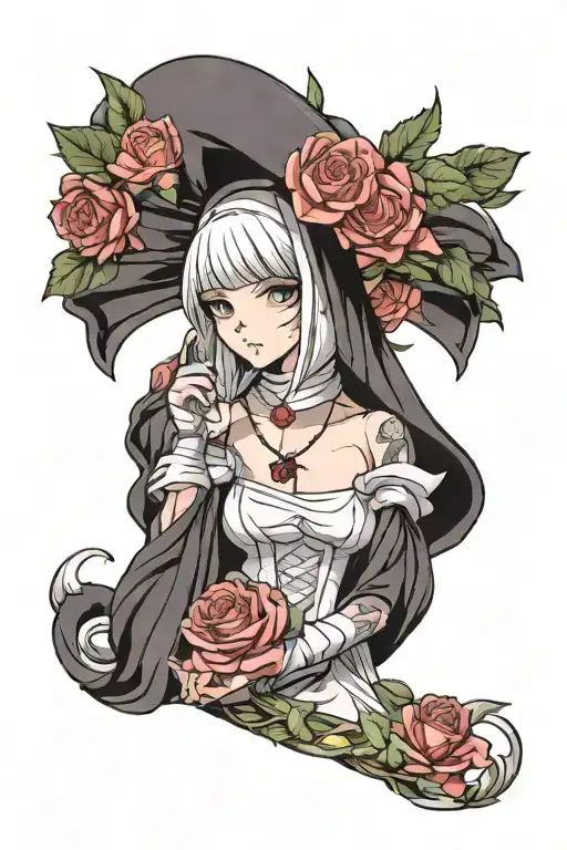 hot horny nun  tattoo design idea