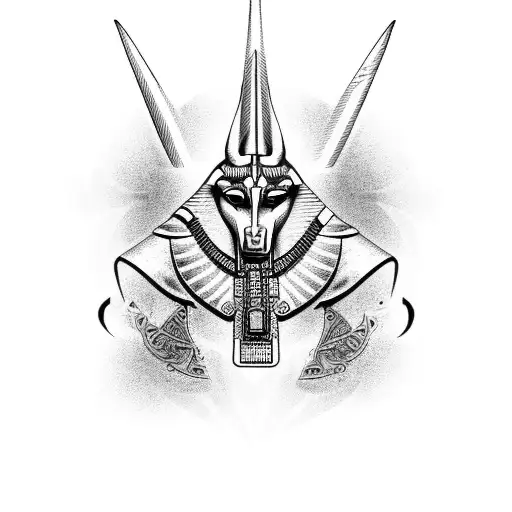 Anubis guarding hell tattoo design idea