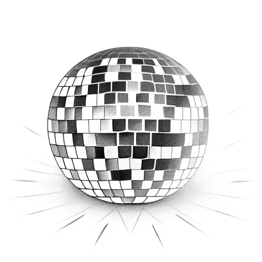 disco ball and flowers tattoo design idea