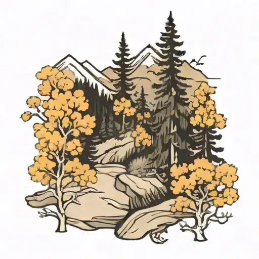 aspen trees mountains  tattoo design idea
