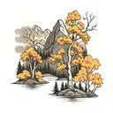 aspen trees mountains  tattoo design idea