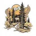 aspen trees mountains  tattoo design idea