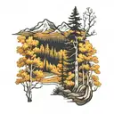 aspen trees mountains  tattoo design idea
