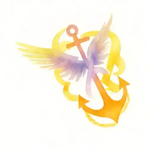 wings and anchor entwined tattoo design idea