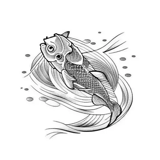 koi fish with waves to wrap under breast tattoo design idea