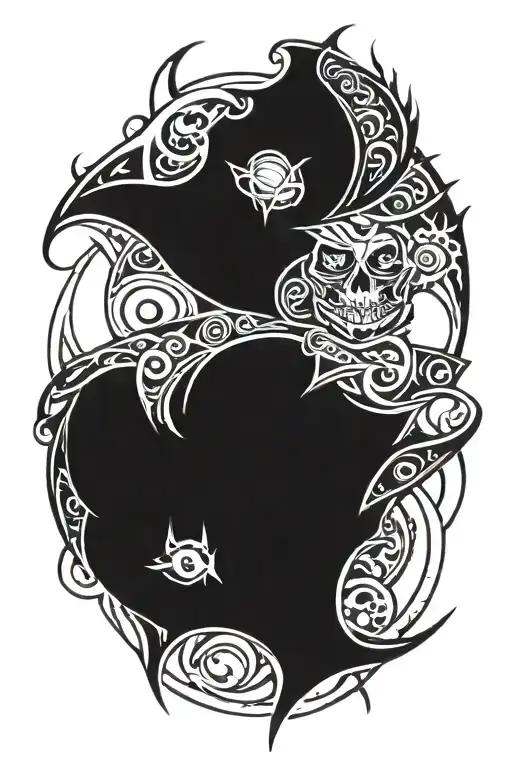 A sexy electrician tribal honor alpha design incorporating elements of cards and sharp nature tattoo design idea