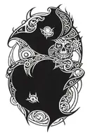 A sexy electrician tribal honor alpha design incorporating elements of cards and sharp nature tattoo design idea