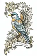 I can do all things through Christ who strengthens me 4:13 with a bird and says child of god on peck of chest tattoo design idea